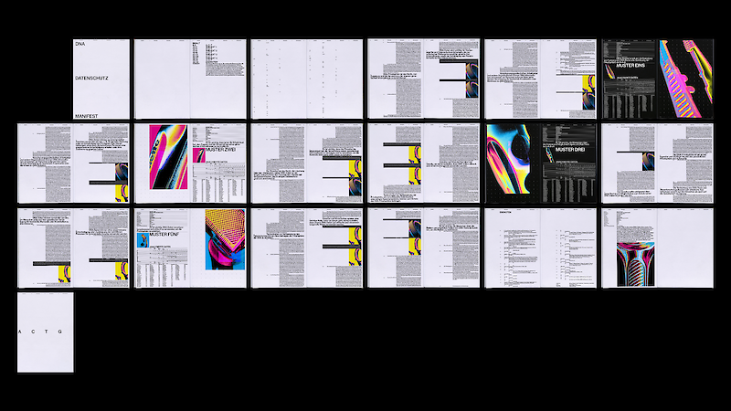 Ill. 3: Aatos Mononen, «DNA Privacy Manifesto», Layout Grundlagen Module ZHdK, 2023