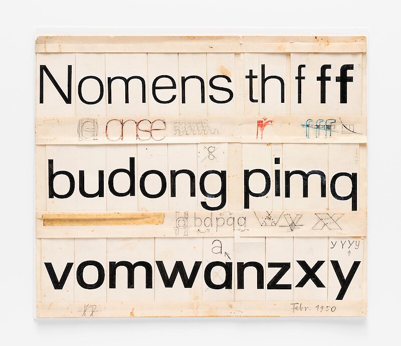 Ill. 1: Adrian Frutiger, «Vorprojekt der Univers» (1950–1951), Museum für Gestaltung Zürich, grapic design collection. Donated by the Swiss Foundation Type and Typography